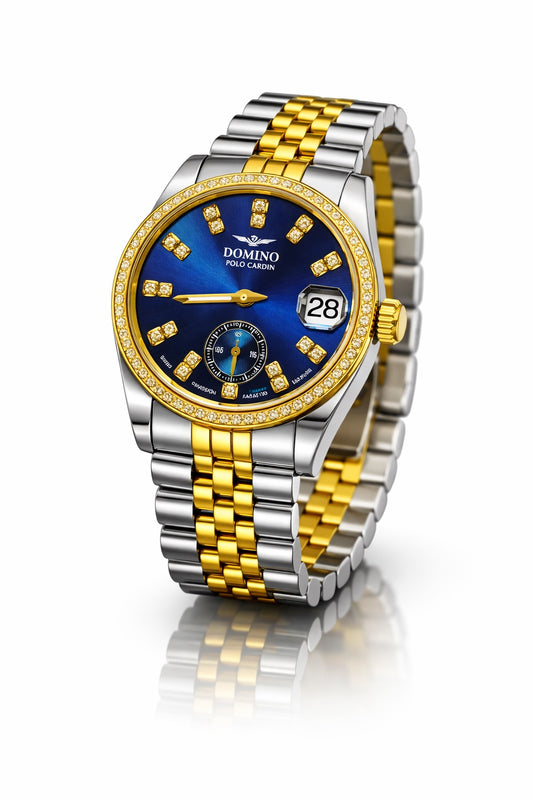 Domino Polo Cardin Luxury Blue Dial Two-Tone