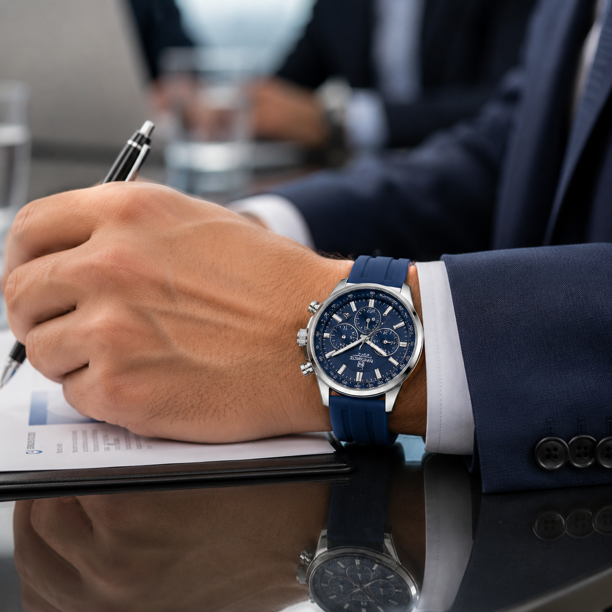 NAVIFORCE Blue Dial Chronograph Men's Watch with Silicone Strap