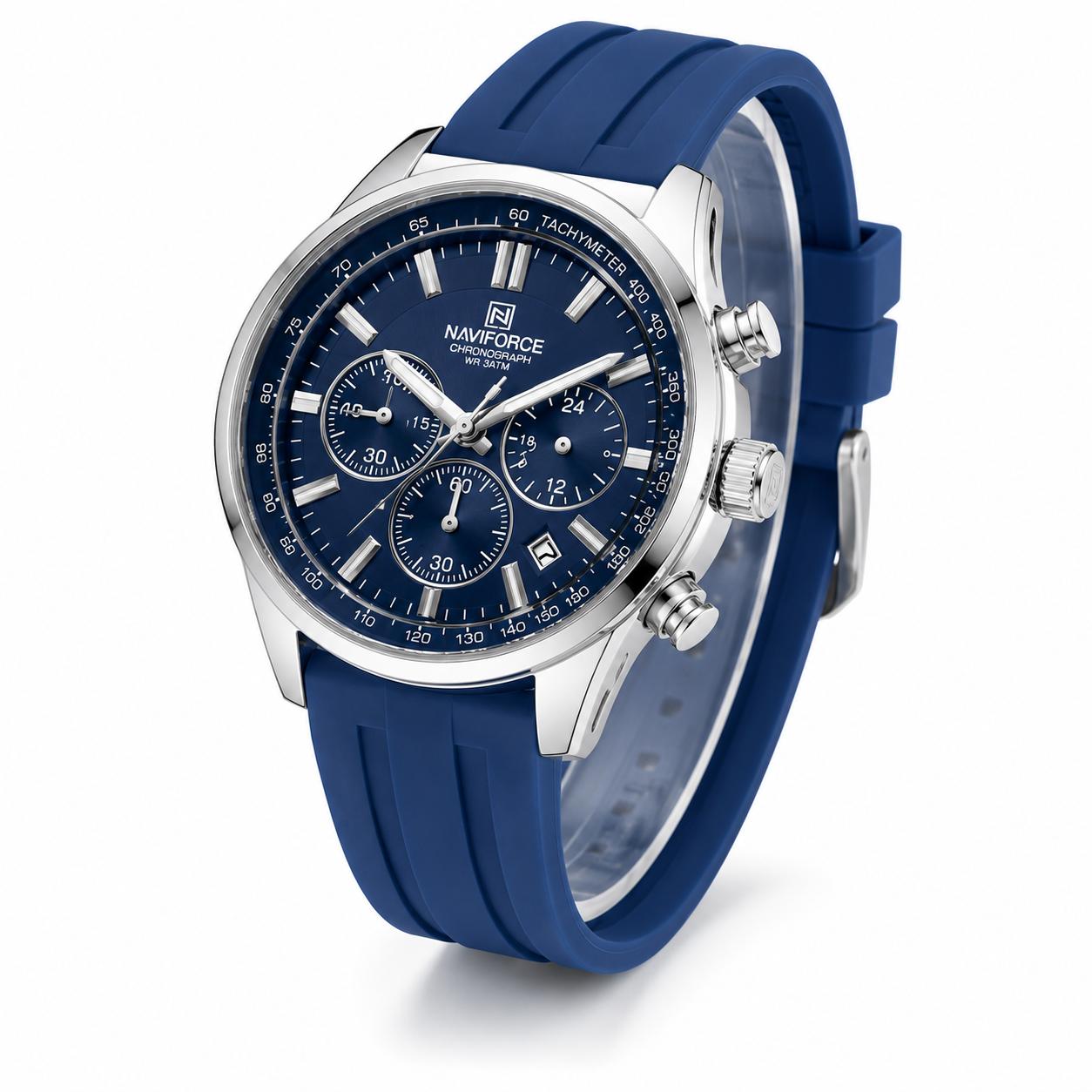 NAVIFORCE Blue Dial Chronograph Men's Watch with Silicone Strap