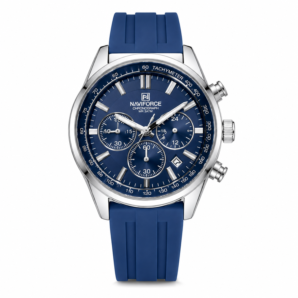 NAVIFORCE Blue Dial Chronograph Men's Watch with Silicone Strap