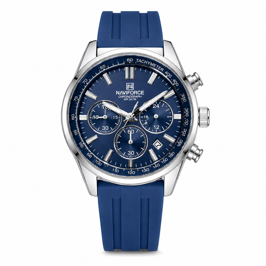 NAVIFORCE Blue Dial Chronograph Men's Watch with Silicone Strap
