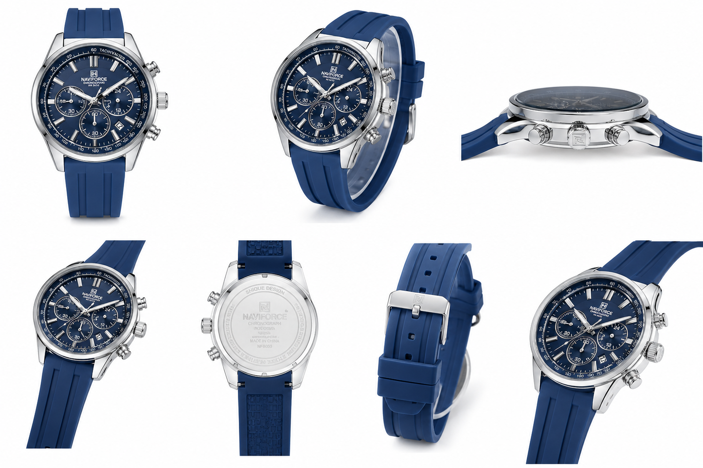 NAVIFORCE Blue Dial Chronograph Men's Watch with Silicone Strap