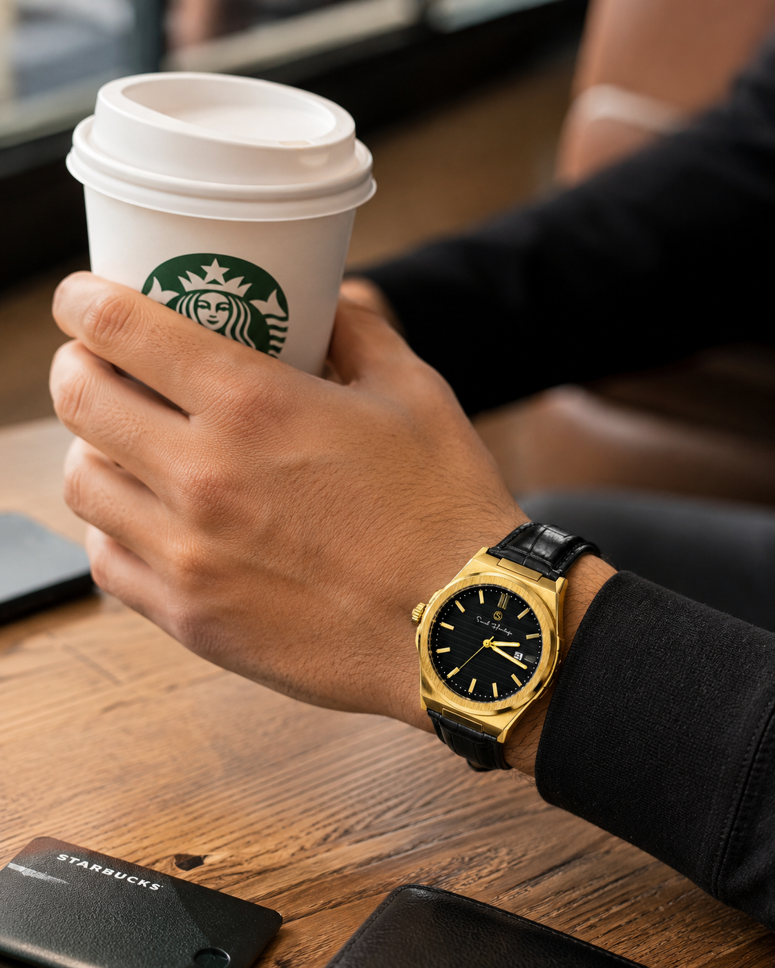 Saval Heritage Premium Men's Watch – Gold & Black Leather