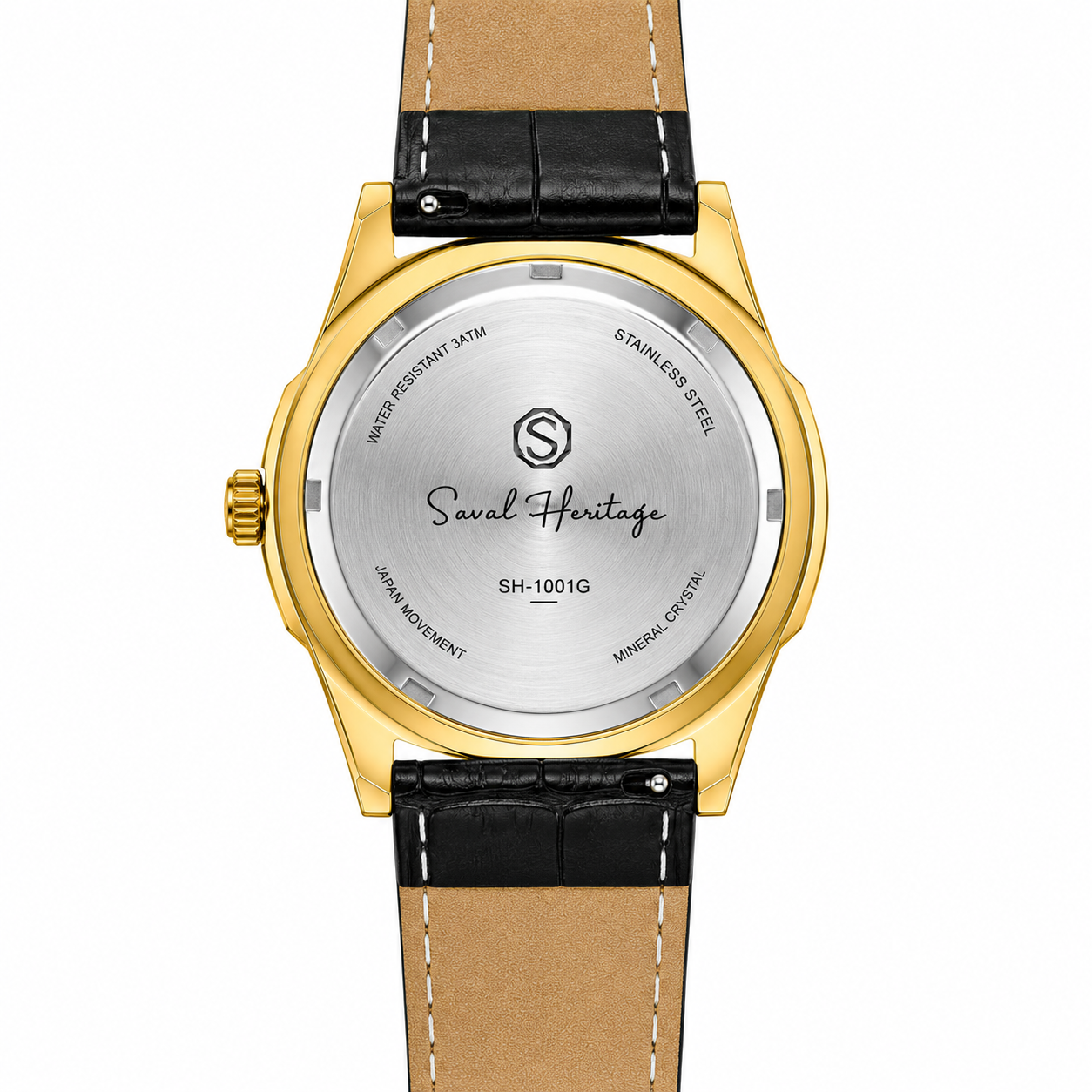 Saval Heritage Premium Men's Watch – Gold & Black Leather
