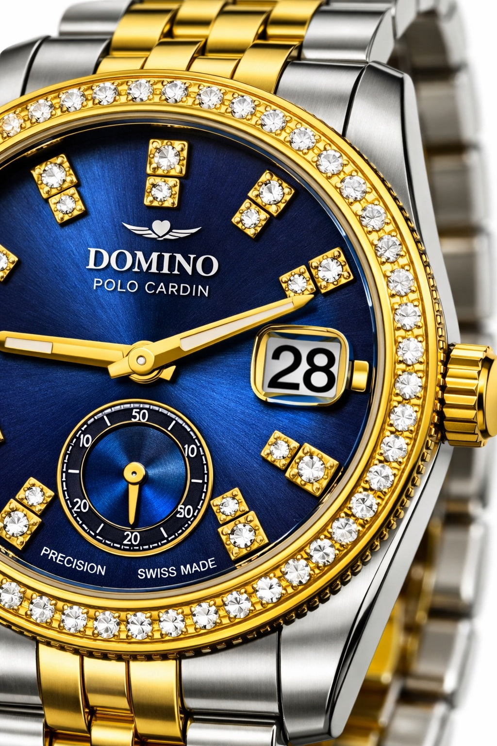 Domino Polo Cardin Luxury Blue Dial Two-Tone